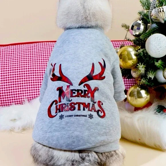 Merry Christmas plaid cat/dog sweater M
