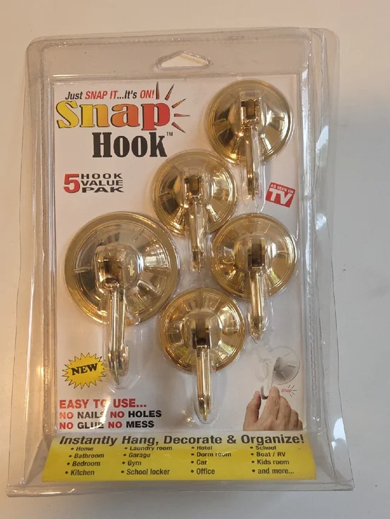 Gold Wall Hooks - 5 Pack Snap Hooks