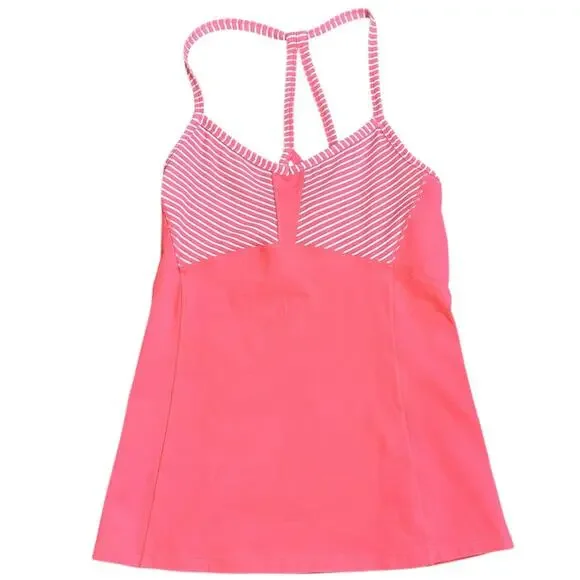 Athleta Tank Top Striped Racerback Womens Small Pink Athletic Running Hike Yoga