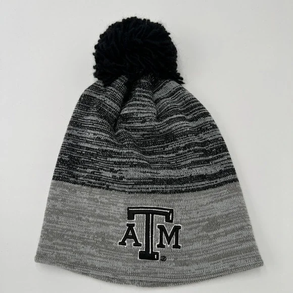 Adidas Texas A&M Aggies Knit Beanie Hat Pom‎ Pom Gray Black One Size