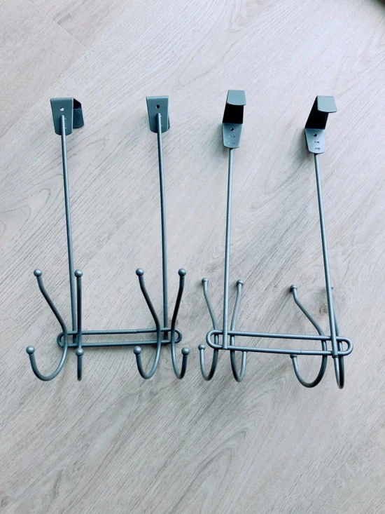 Metal Door Hook Rack 2 pcs Grey