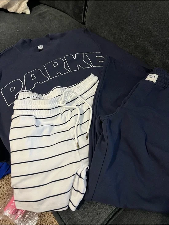 Parke Navy Logo Sweatshirt and Shorts Set - Navy