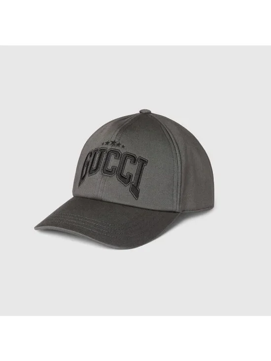 Gucci Embroidered Cotton Baseball Cap Grey M 58cm 817455