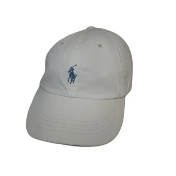 Vtg  Polo Ralph Lauren hat White Blue Pony