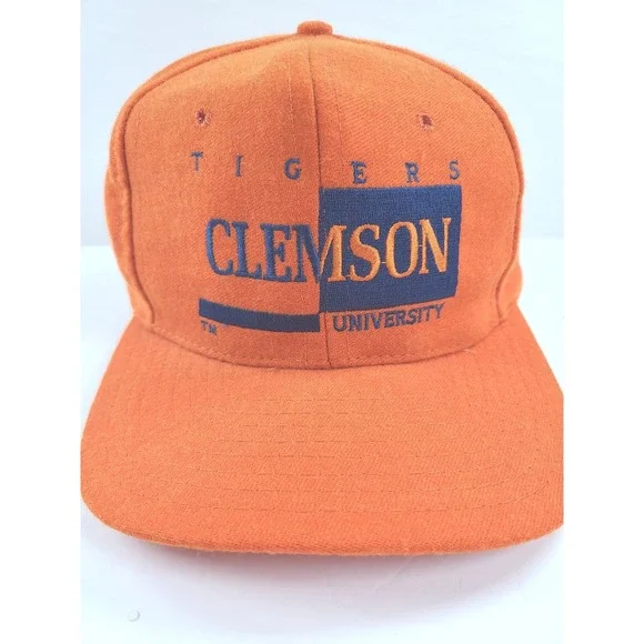 Vintage Clemson University Tigers Snapback‎ Hat Mens Orange Wool Designer Award