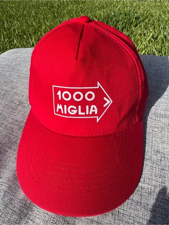 1000 Miglia Red Embroidered Logo Baseball Cap