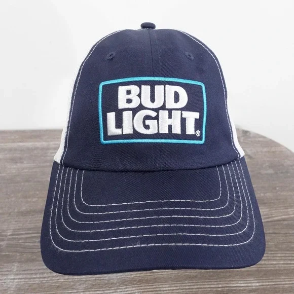 Bud Light Hat Cap Trucker Snap Back One Size Blue Mesh Adjustable Beer Promo