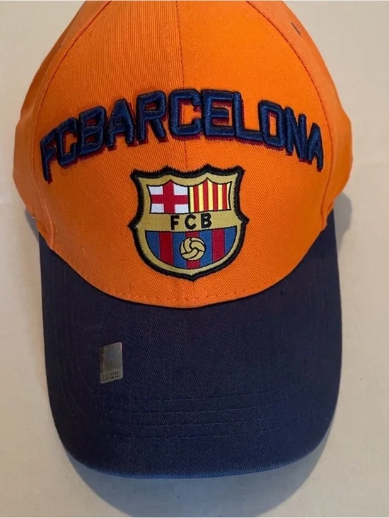 Official FC Barcelona Orange & Navy Baseball Cap – Adjustable – New with Tags