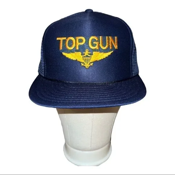 Vintage Top Gun Trucker Hat Snapback Embroidered Designer Award Headgear