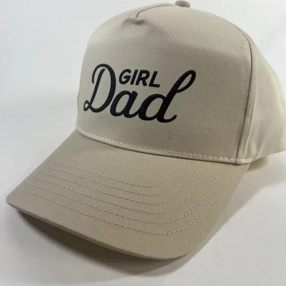 GIRL DAD Printed Five Panel Trucker Hat Two Tone Khaki/Tan