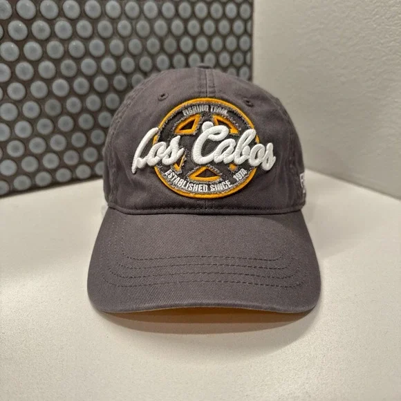 Los Cabos Hat Cap Gray Yellow Strap Back Mexico‎ Graphic OSFM Outdoor Fishing