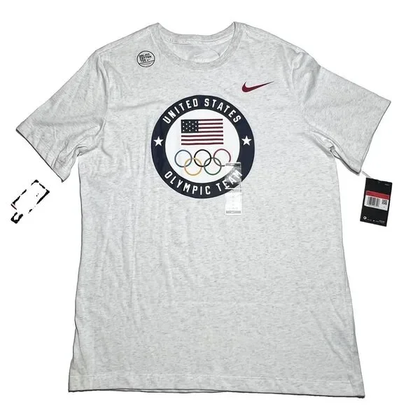 United States Olympic Team Shirt Mens Large Gray Nike Dri Fit Cotton USA Tee
