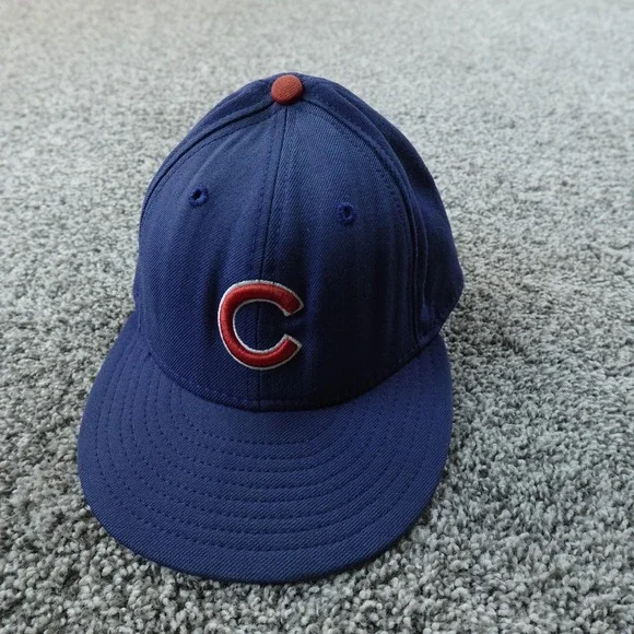 VTG‎ Chicago Cubs Hat Cap Fitted Mens 7 Blue MLB Baseball New Era Wool 90s USA