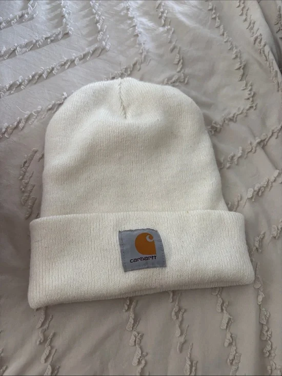 Carhartt Off-White Folded Cuff Beanie with Logo Patch