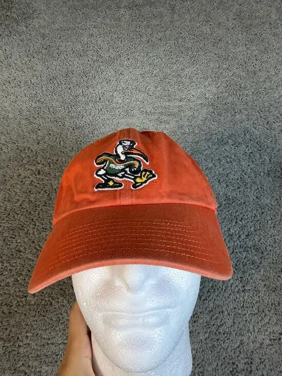 Miami Hurricanes Hat Mens One Size Orange 47 Brand Strap Back Team Apparel