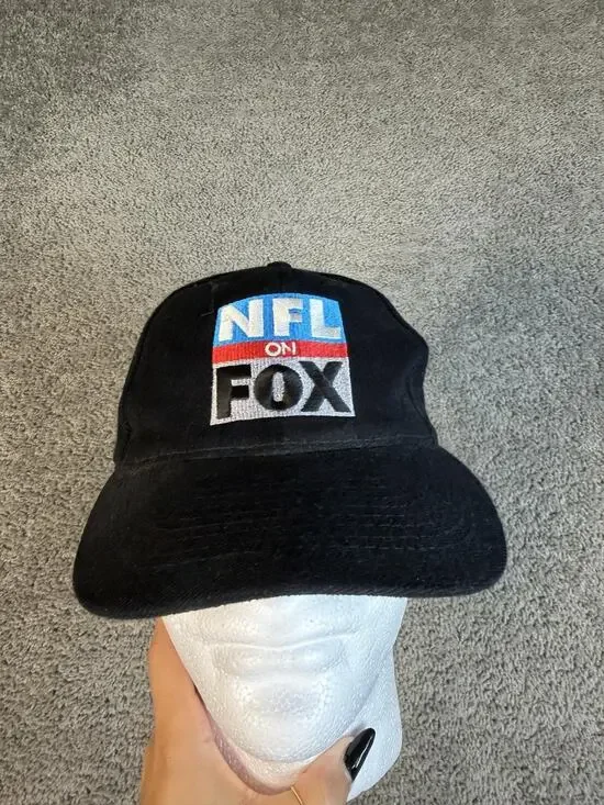 Vintage NFL On FOX Hat Cap Strap Back Mens One Size Black OTTO Sports Promo 90s