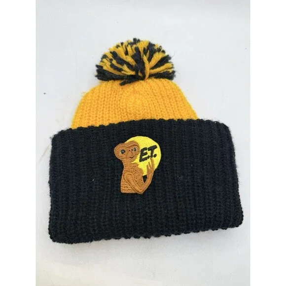 Vintage Style 1982 Universal Studios ET Movie Patch Pom Knitted Beanie Hat