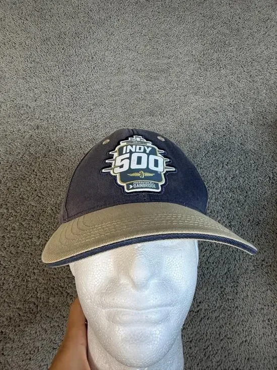 Indy 500 Hat Cap Strap Back Mens One Size Blue IndyCar Racing Gainbridge