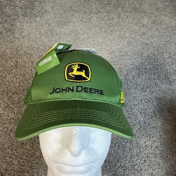 John Deere Hat Cap Snap Back Mens One Size Green Trucker Mesh Everglades NWT