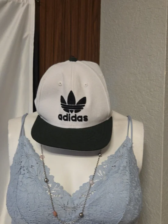 adidas White and Dark Green Trefoil Baseball Cap