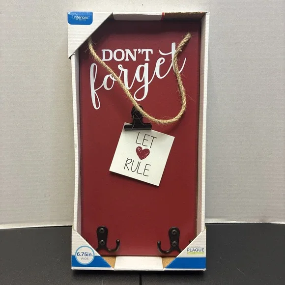 Don't Forget Message Board with Hooks Wall Hanging Wall Decor