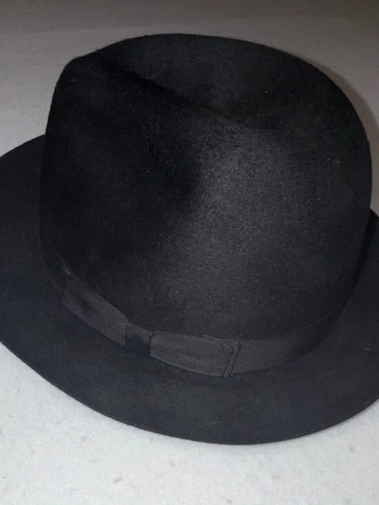 Vintage Biltmore Eleganza Black Fur Felt Dress Hat Size 7 3/8 Made in Canada