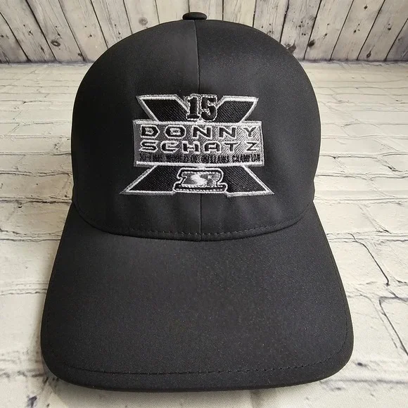 Donny Schatz Flexfit Delta Hat S/M Black WOO World Of Outlaws Racing #15 Stretch