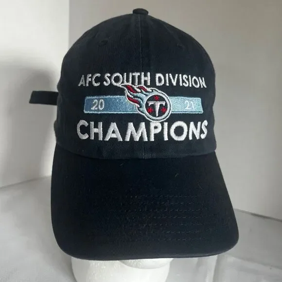 NFL TENNESSE TITANS New Era 2021 AFC Champions Blue Adjustable Hat Cap
