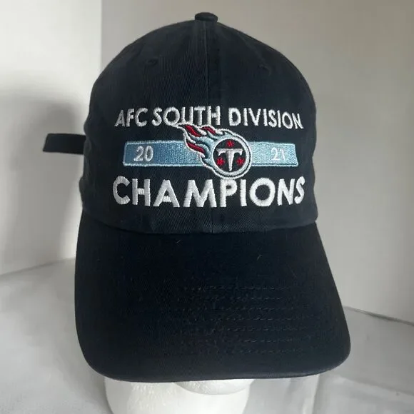 NFL TENNESSE TITANS New Era 2021 AFC Champions Blue Adjustable Hat Cap