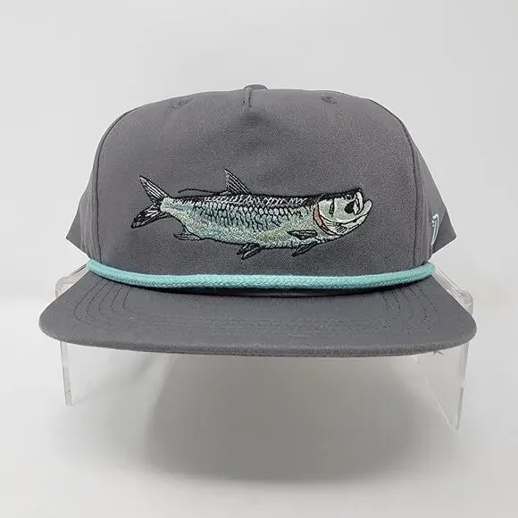 Duck Camp Tarpon Fishing Rope Hat Gray Snapback Embroidered Twill Grandpa Cap