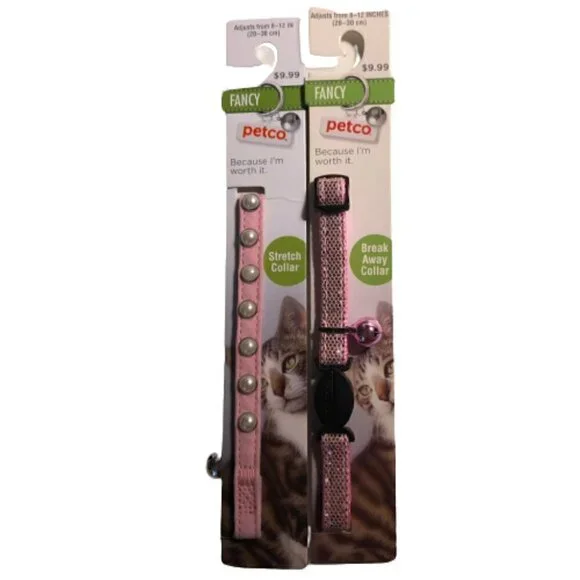 🛒 $9 2 pack of Cat Breakaway Collars Fancy Pink Sparkly Adjusts to 8