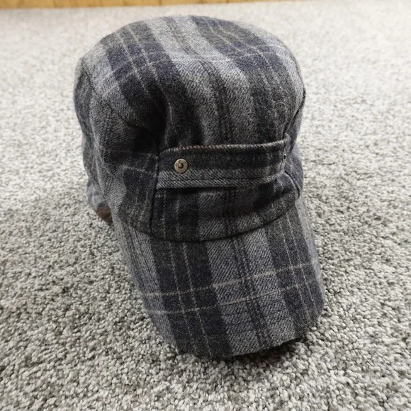 VTG Gap Hat Cap Fitted L Gray Plaid Wool Army Ear Flap Winter 1969 Y2K 00s‎ Mens