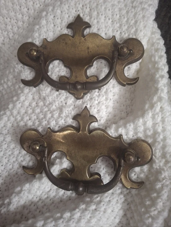 Vintage Brass-Patina Drawer Pulls - Decorative Wall Decor Accent