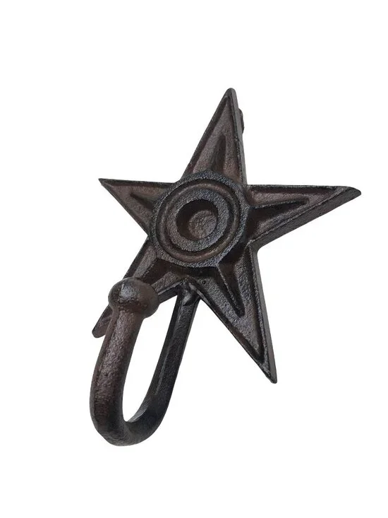 Cast Iron Star Wall Hook Key Rack Coat Rack Rustic Brown Finish