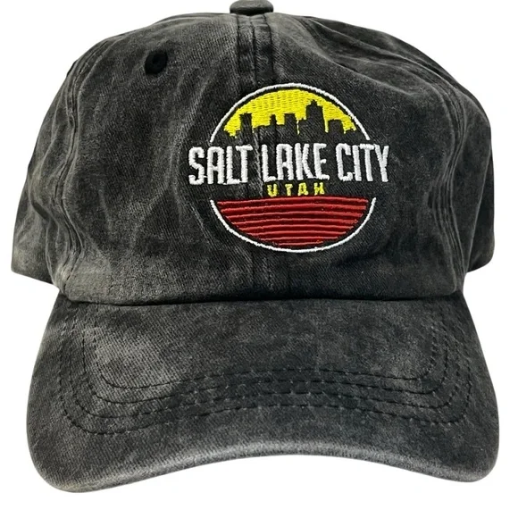 Salt Lake City Embroidered Cotton Dark Grey Adjustable Cap