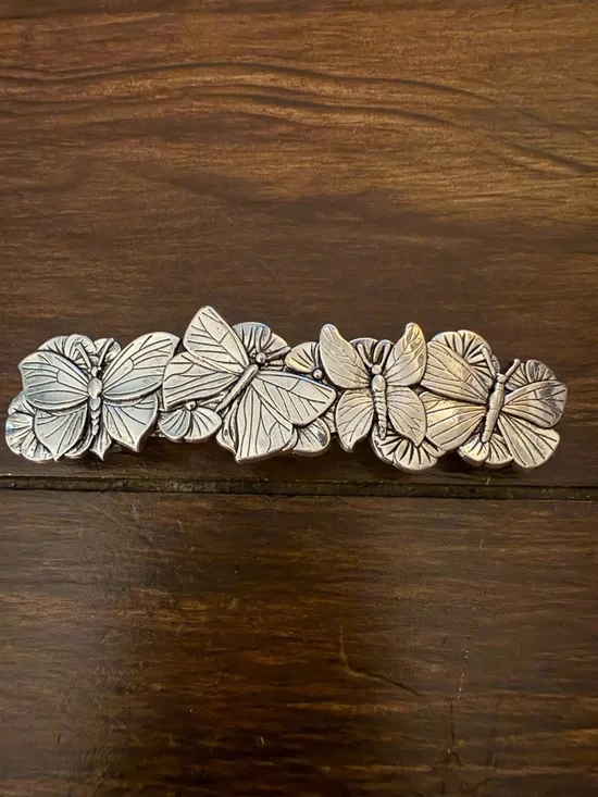 Butterfly silver hair barrette