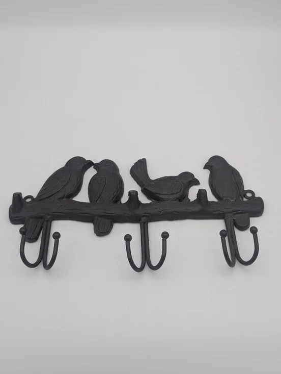 Cast Iron Bird On Branch Wall Hooks