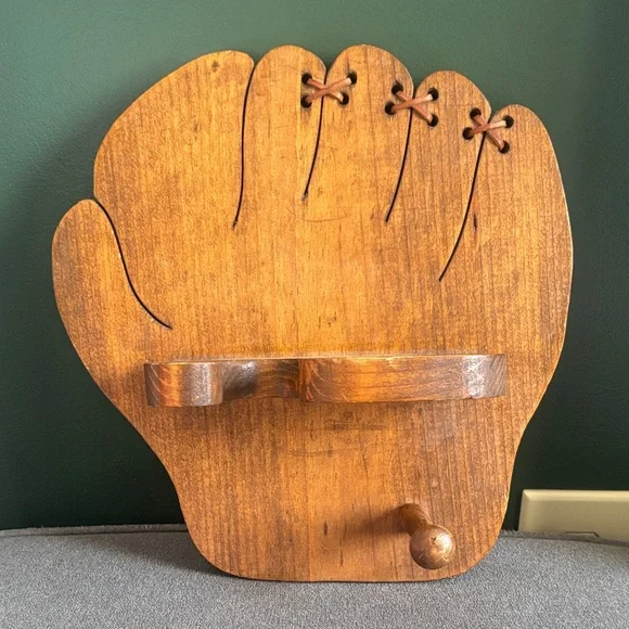 Rustic Wooden Glove Wall Hook - Brown