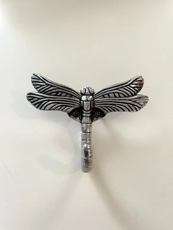 Dragonfly Wall Hook - Silver Decorative Wall Decor