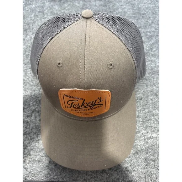 Teskeys Custom Boots Trucker Cap, Logo Is Etched On Leather
