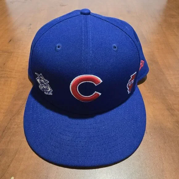New Era Chicago Cubs 1876 Illinois State Patch Multi-logo Fitted Hat 7 5/8