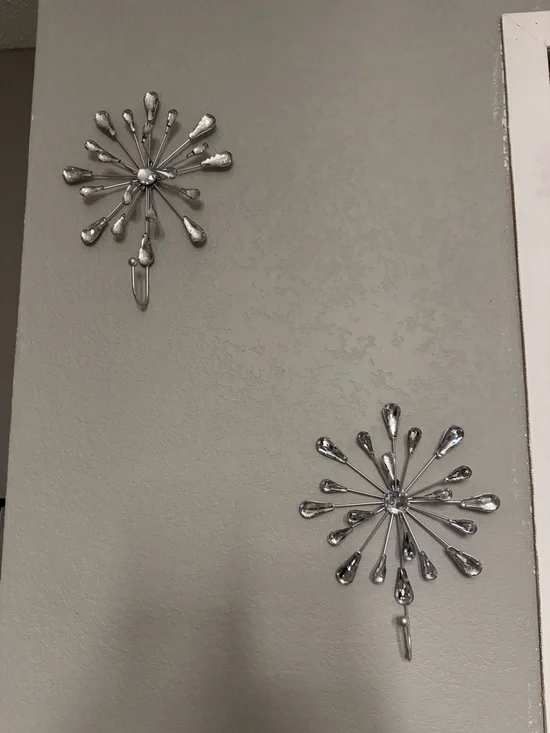 Metallic Silver Burst Wall Hooks - Decorative Home Wall Decor