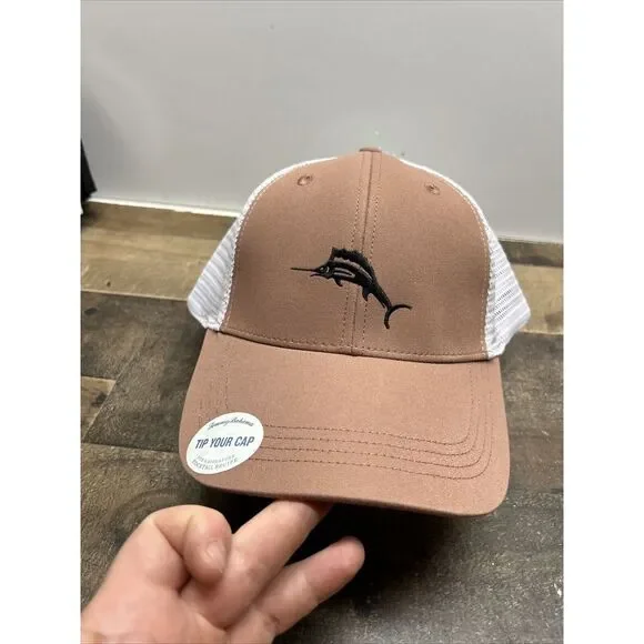 NWT Tommy Bahama Tip Your Cap Snapback Hat Salmon/ White Mesh Cocktail Recipe‎