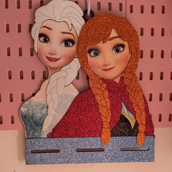 Anna & Elsa Glitter Bow holder or organizer - Pink, White, Orange