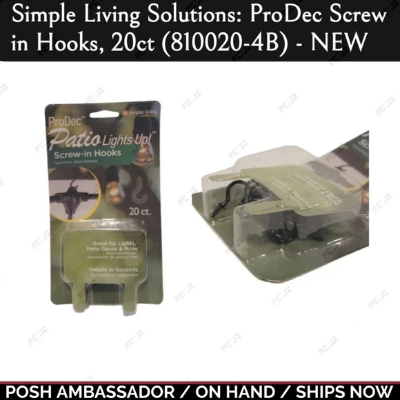 Simple Living Solutions: ProDec Screwin Hooks, 20ct (810020-4B) - NEW