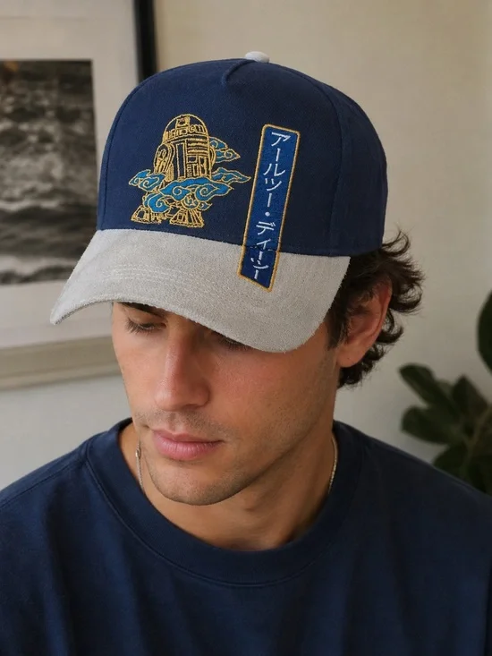 R2-D2 Embroidered Snapback Hat Navy Gray Japanese Star Wars Baseball Cap