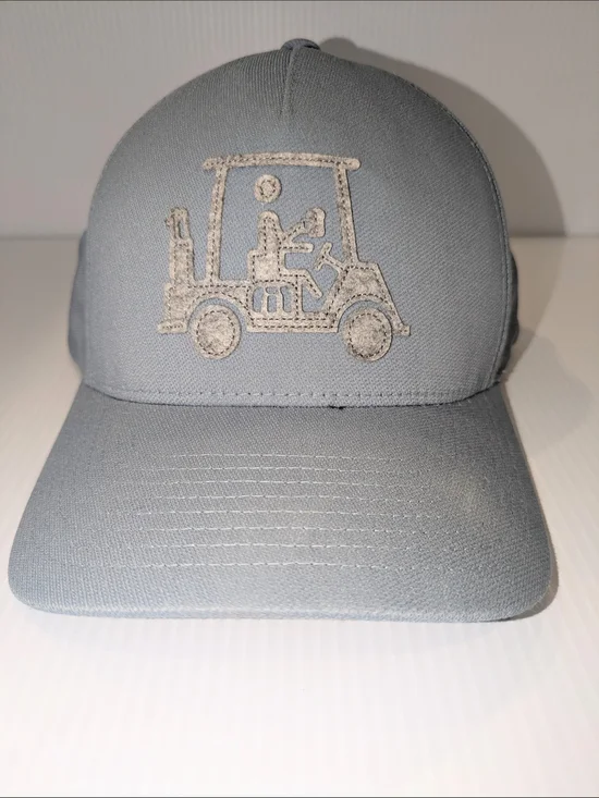 TravisMathew Golf Cart Embroidered Gray Flexfit 110 Tech Snapback Hat Adjustable
