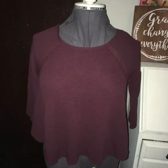 Oversized Free People thermal with lace panel back