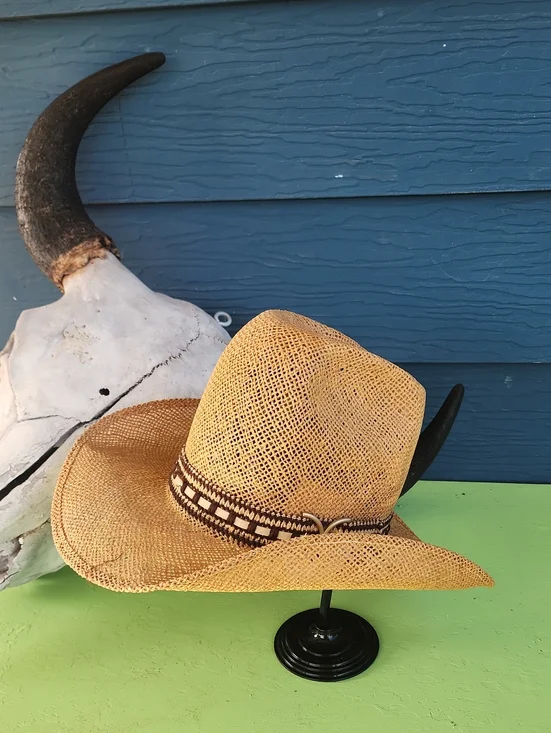 Vintage Bailey New West U-Rollit Straw Cowboy Hat Western Size 7 1/4