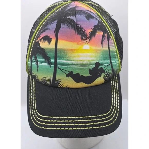 Disney Parks Mickey Mouse Beach Hammock Sunset Trucker‎ Hat Snapback Cap